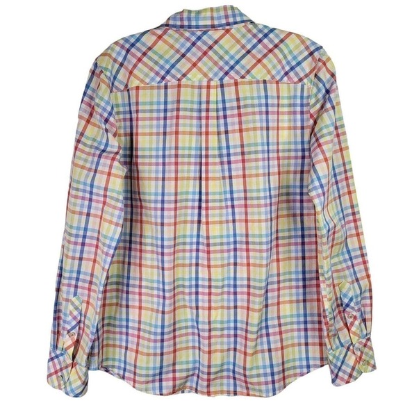 Talbots Button Down Shirt Spring Plaid Check Size Small S Colorful LS Cotton - Picture 3 of 11